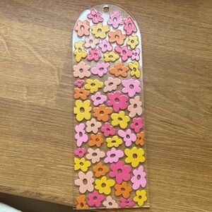 Floral Bookmark with Pink, Orange, and Yellow Flowers‎